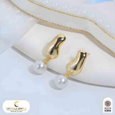 Sterling silver gold plated pearl drop earrings