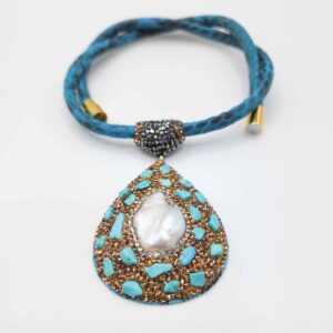 Leather Cuff Baroque necklace