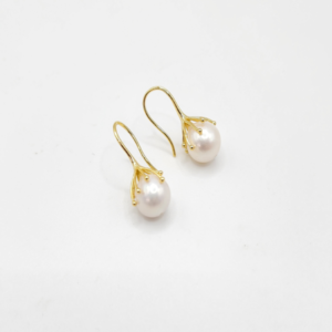 Sterling silver gold plated baroque pearl drop earrings