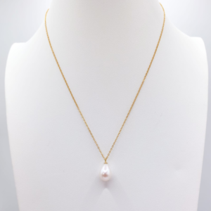 Dainty Rice pearl drop necklace, on stainless steel gold, plated