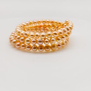 Timeless Pearl Layered Bracelet. Peach