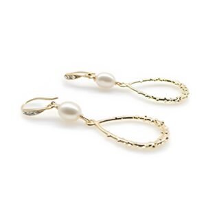 Brass Gold plated Hoop Drop-pearl Earrings