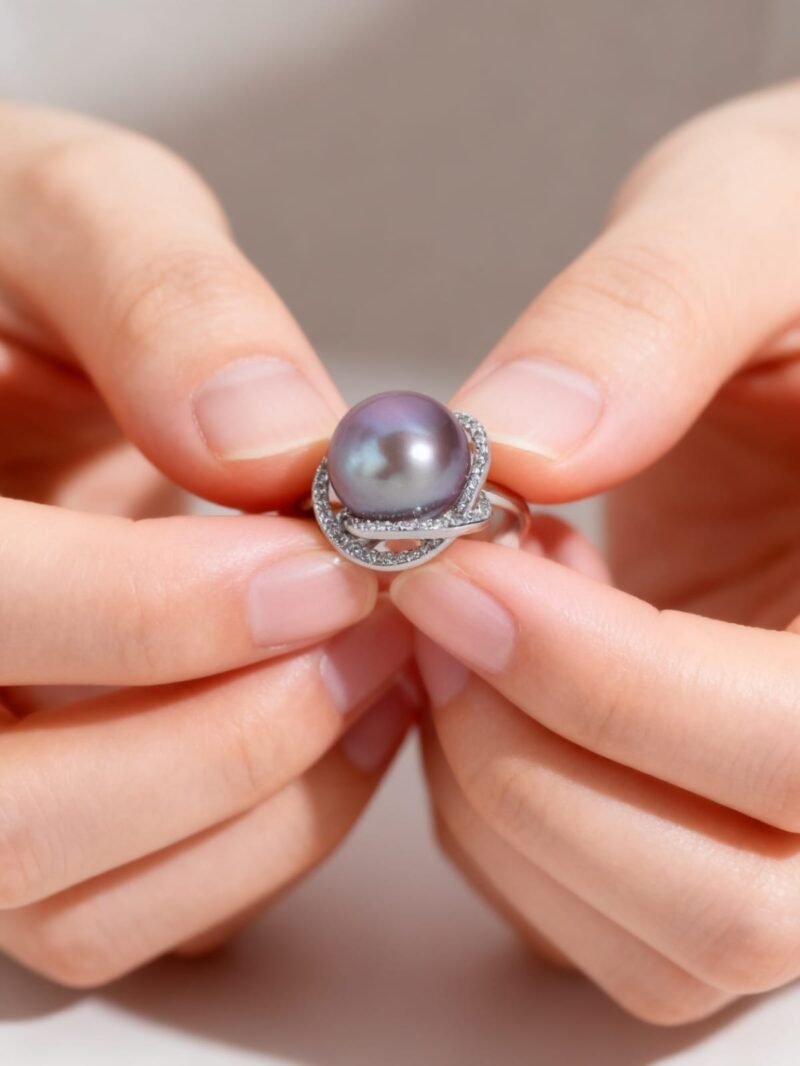 Bahari Ring - silver-grey with a swirl of zirconia in silver with a luxurious rhodium-plated finish