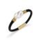 Baraka Bracelet - braided black leather and a baroque freshwater pearl with 24K gold-plated steel