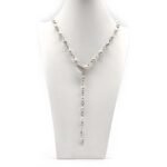 Baroque Silver Grey Pearl Lariat Necklace on Sterling Silver