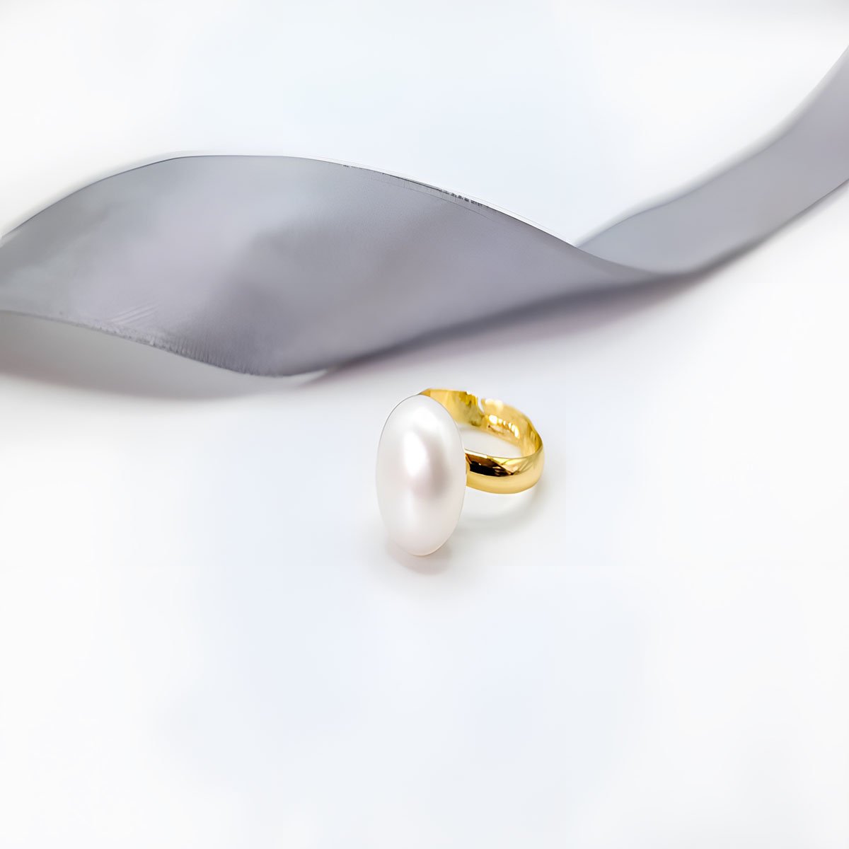 Brass Gold Plated Pearl Ring