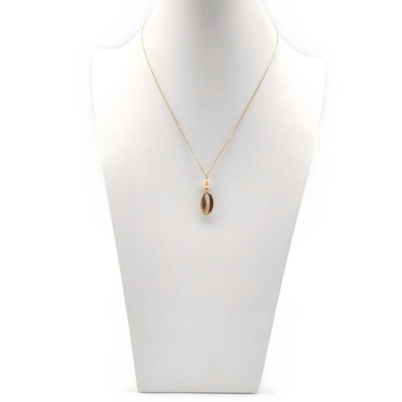 Dainty Shell Drop Necklace with Freshwater Pearls