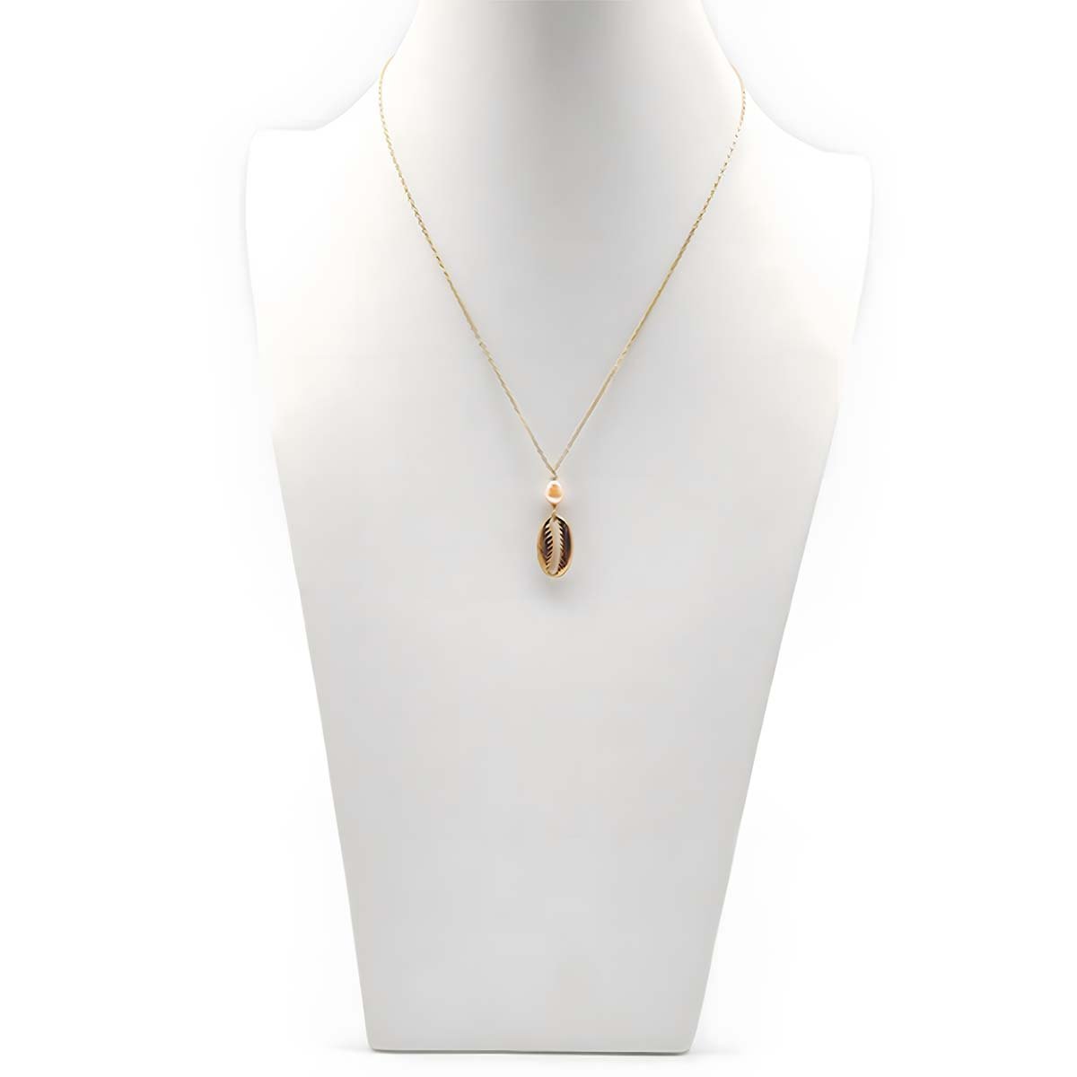 Dainty Shell Drop Necklace with Freshwater Pearls