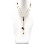 Double drop dainty pearl necklace on stainless steel 24k gold plated