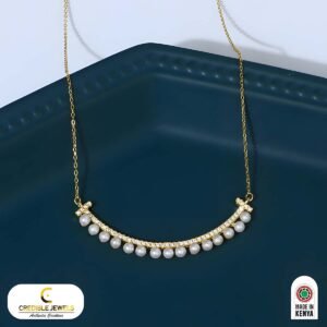 Ethereal Pearl Arc Necklace on Gold Plated Sterling Silver