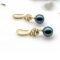 Fresh water Pearl Drop earrings on Sterling silver Gold plated with cubic zirconia detail -Peacock Blue