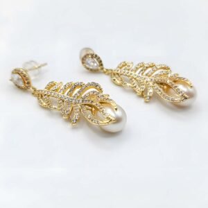 Sterling Silver Gold Plated Leaf Drop Earrings