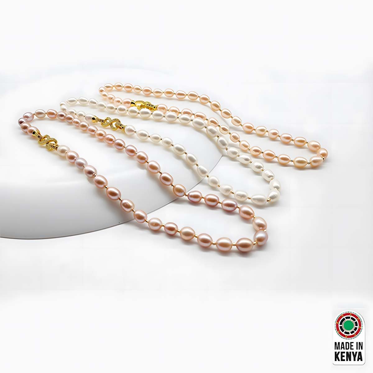 Single Strand Pearl Necklace Premium Collection with Freshwater Pearls White