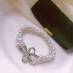 Sterling Silver Bow clip Pearl Bracelet