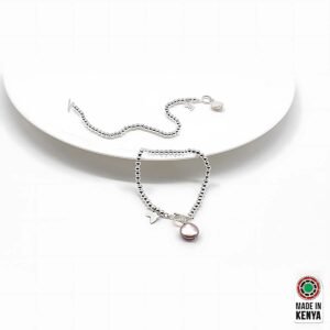 Sterling Silver Button Pearl Locket Bracelets with Africa Pendant