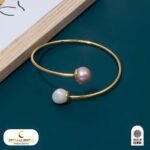 Sterling Silver Gold Plated Baroque Pearl Cuff Bracelet