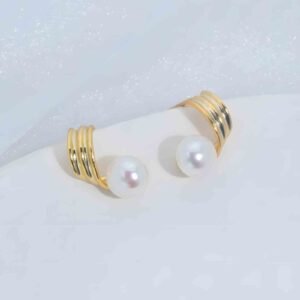 Sterling Silver Gold Plated Studs with Fresh Water Pearls