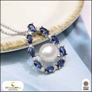 Sterling Silver Pearl Necklace with Cubic Zirconia