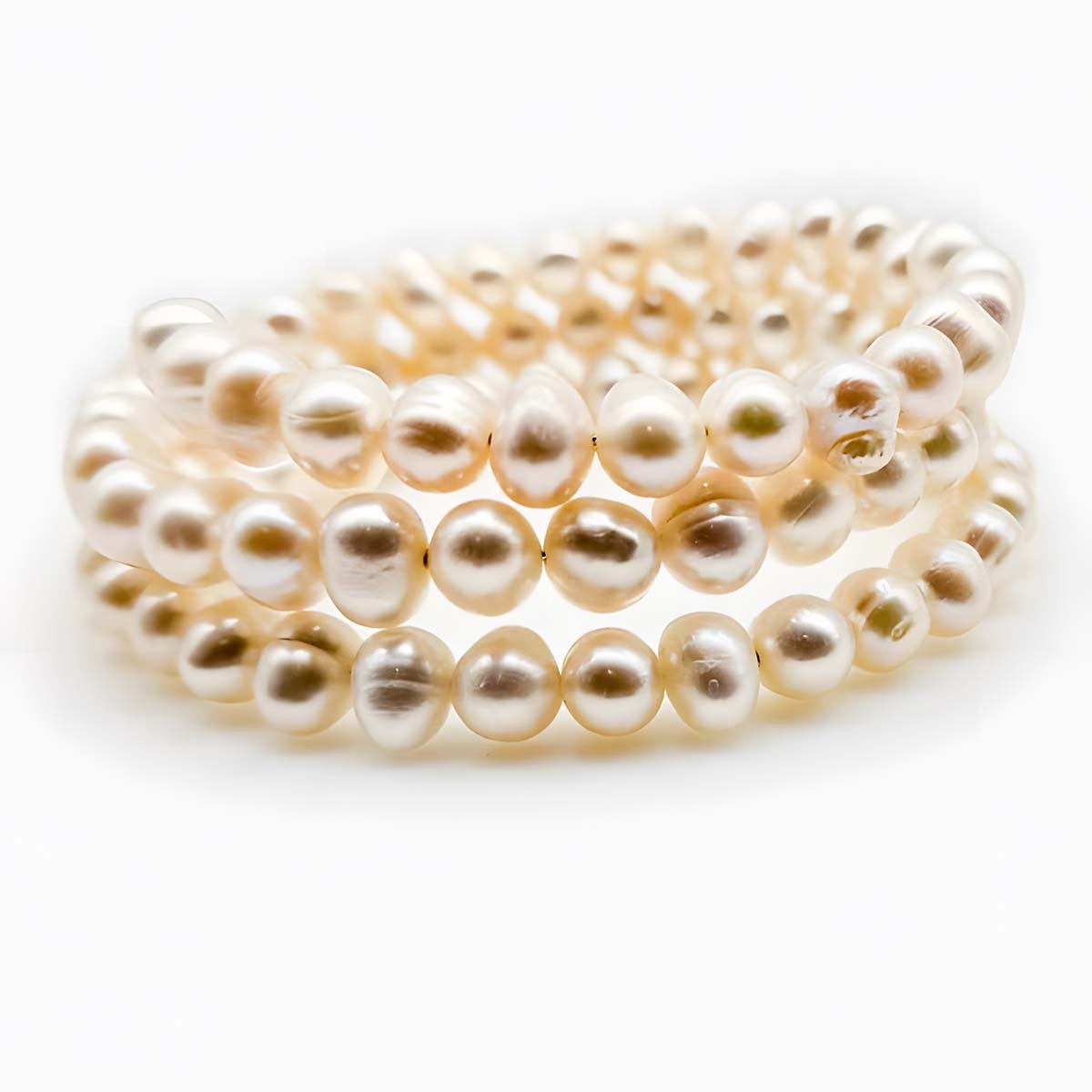 White Layered Bracelet with Freshwater Pearls