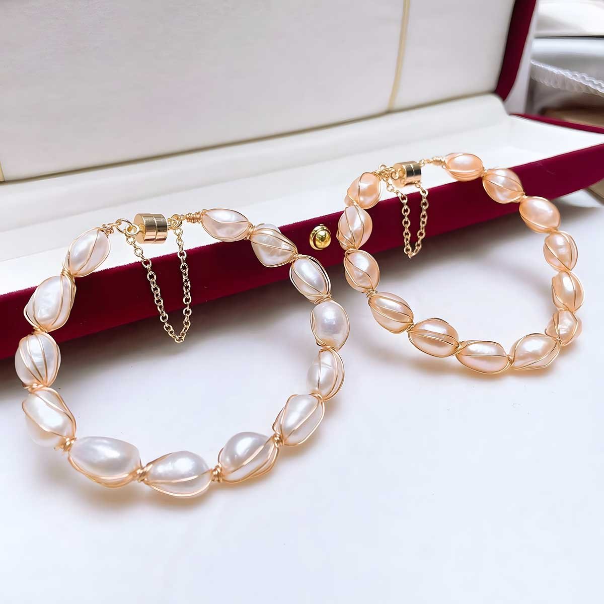 Wire Wrap Baroque Pearl Bracelet