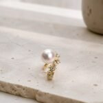 Nyota Ring- genuine pearl complemented by cubic zirconia in sterling silver 18K gold-plated