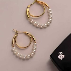 Sterling Silver Hoop Earrings with Freshwater Pearls