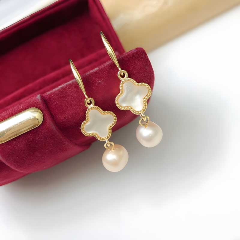 Sterling silver mother of pearl drop earrings