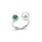 Kijani Ring- freshwater pearl with green cubic zirconia crafted in sterling silver