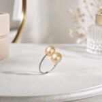 Pacha Ring -luminous peach rice freshwater pearls
