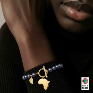 Black Pearl Africa Locket Bracelet